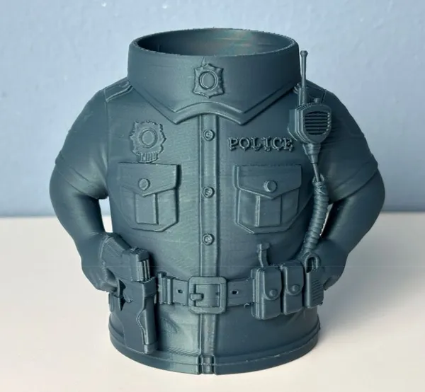 PLA_3D_Print_Novelty_Police_Uniform_Desk_Pen_Stand_Organizer