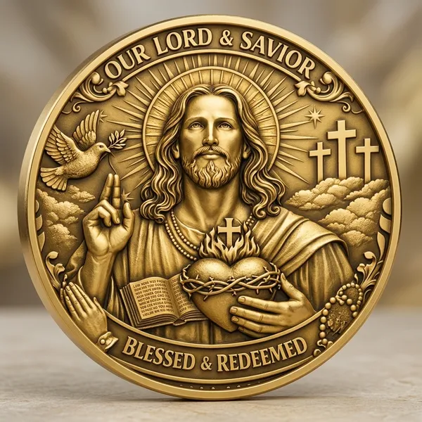 Brass__Decorative_Coin_Jesus_Christ_Sacred_Heart_Commemorative