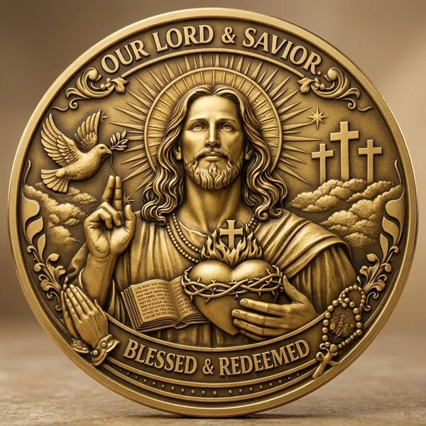 Brass__Decorative_Coin_Jesus_Christ_Sacred_Heart_Commemorative