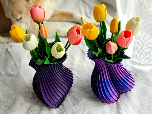 Pla_3D_Print_Modern_Spiral_Ribbed_Vase_Set_Of_2_Purple
