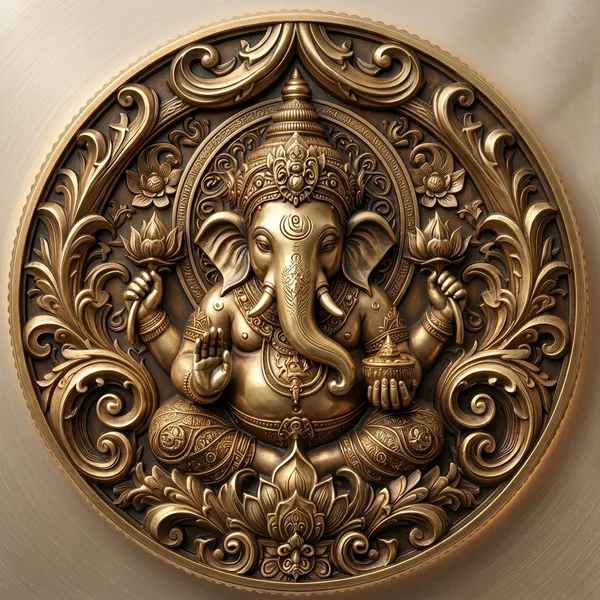 Brass_Decorative_Coin_Antique_Ganesha_Embossed
