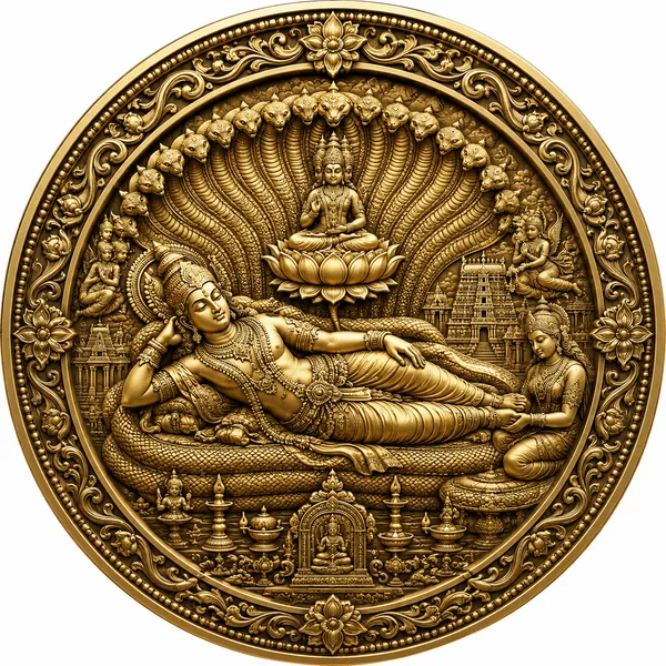 Brass_Decorative_Coin_Anantha_Padmanabha_Vishnu_Embossed