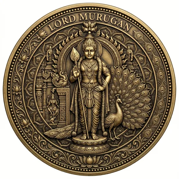 Brass_Decorative_Coin_Lord_Murugan_Peacock_Temple_Embossed