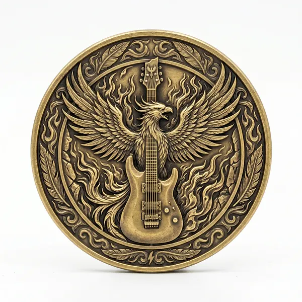 Brass_Decorative_Coin__Antique_Phoenix_Guitar_Embossed