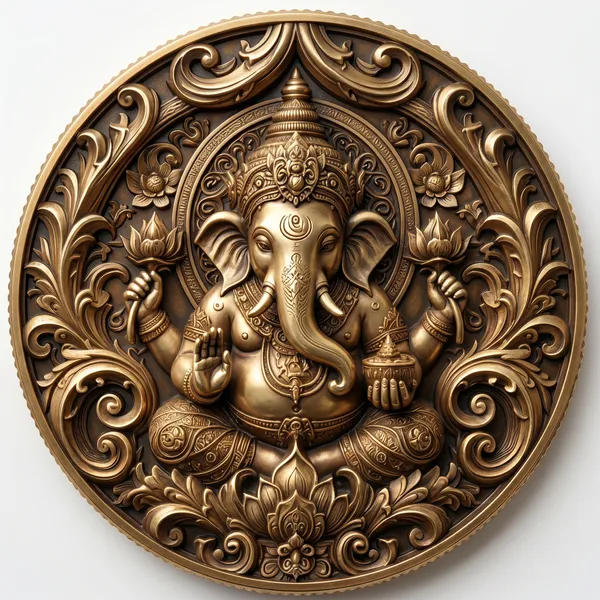 Brass_Decorative_Coin_Antique_Ganesha_Embossed