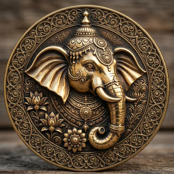 Brass_Decorative_Coin_Ganesha_Embossed