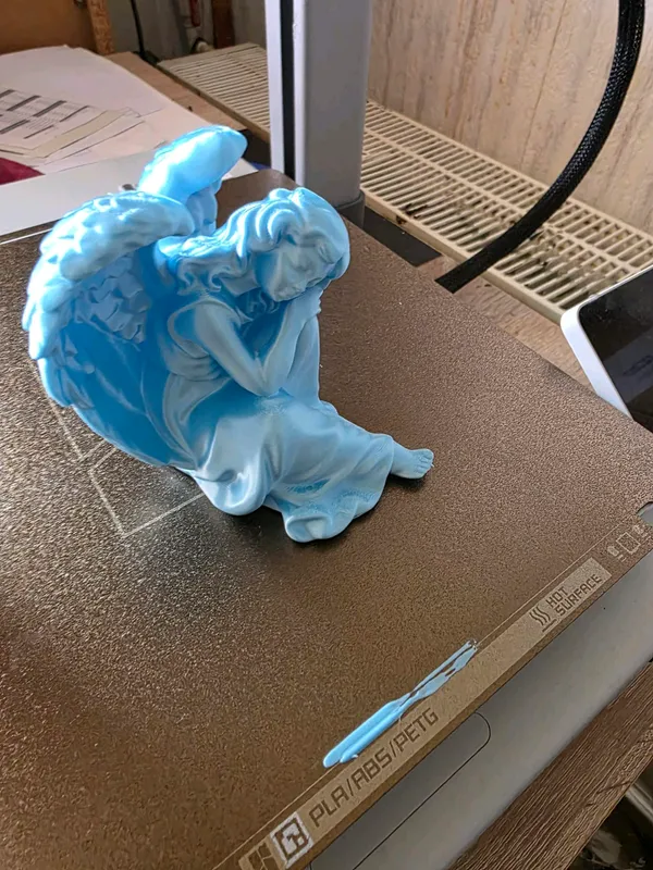 PLA_3D_Print_Blue_Angel_Seated_Figurine_Decorative_Sculpture