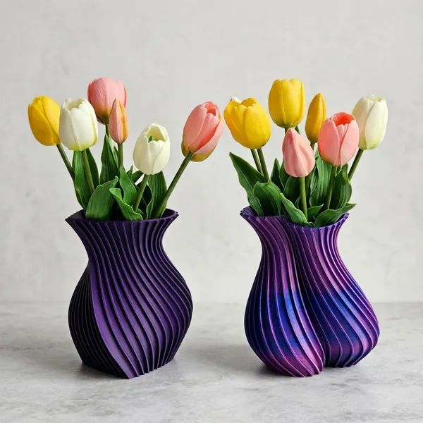 Pla_3D_Print_Modern_Spiral_Ribbed_Vase_Set_Of_2_Purple