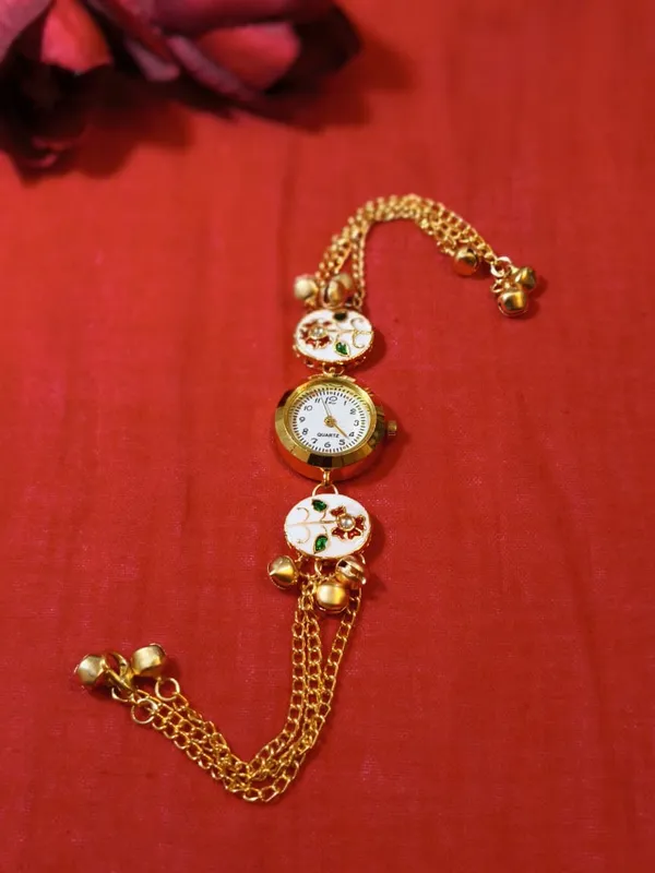 Elegant_Gold_Decorative_Mini_Clock_with_Chain-_Kashmiri_Watch