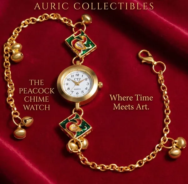 Elegant_Gold_Decorative_Mini_Clock_with_Chain-_Kashmiri_Watch