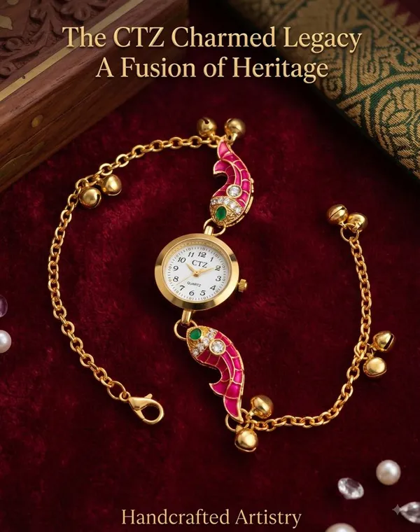 Elegant_Gold_Decorative_Mini_Clock_with_Chain-_Kashmiri_Watch