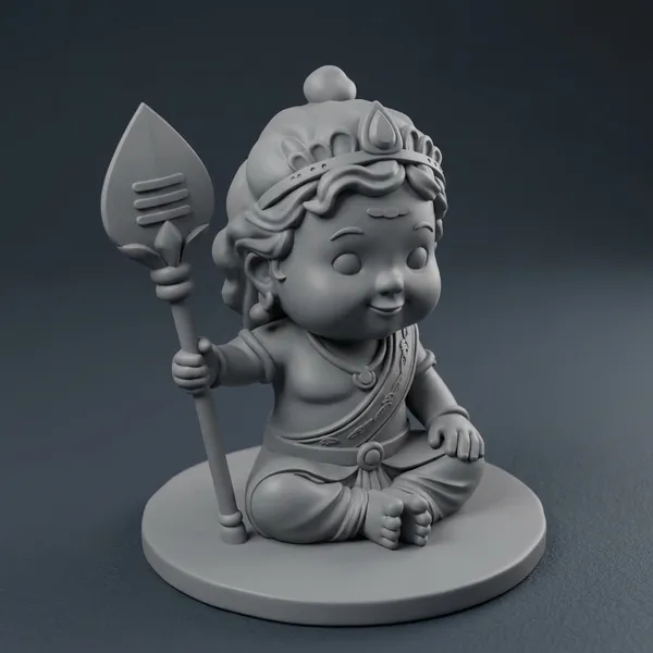 PLA_3D_printed__Traditional_Baby_murugan_With_Crown_Decorative_Sculpture