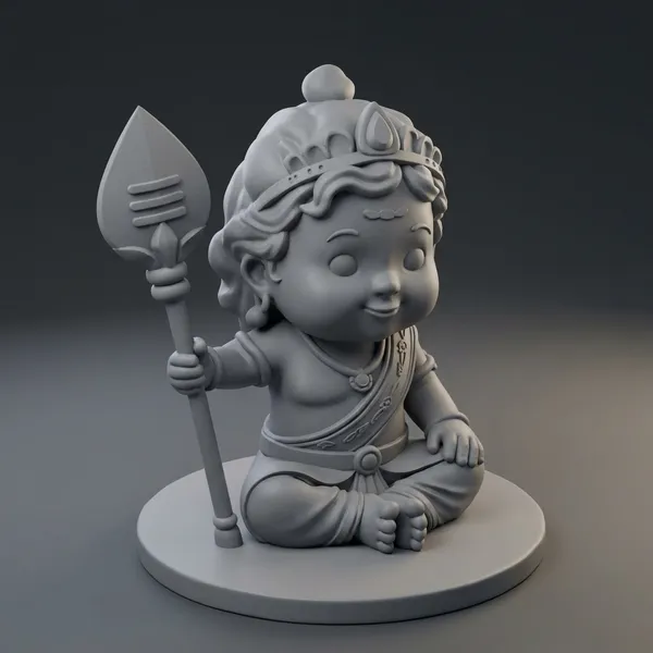 PLA_3D_printed__Traditional_Baby_murugan_With_Crown_Decorative_Sculpture