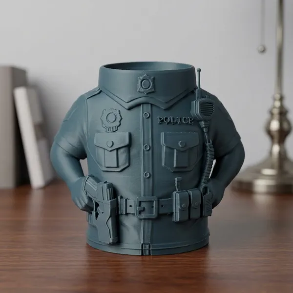 PLA_3D_Print_Novelty_Police_Uniform_Desk_Pen_Stand_Organizer