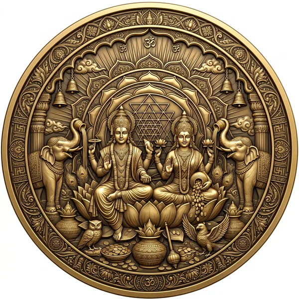 Brass_Decorative_Coin_Embossed_Lakshmi_Vishnu