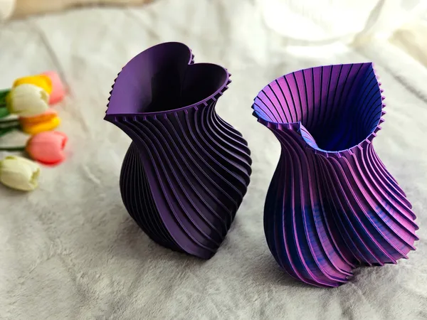 Pla_3D_Print_Modern_Spiral_Ribbed_Vase_Set_Of_2_Purple