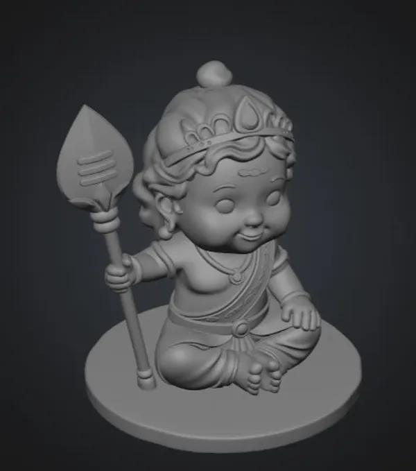 PLA_3D_printed__Traditional_Baby_murugan_With_Crown_Decorative_Sculpture