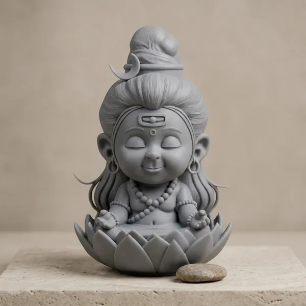 PLA_3D_Print_Serene_Baby_Shiva_Lotus_Base_Decorative_Sculpture