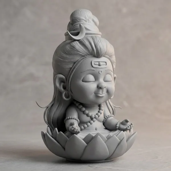 PLA_3D_Print_Serene_Baby_Shiva_Lotus_Base_Decorative_Sculpture