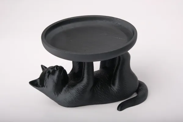 PLA_3D_Print__Whimsical_Black_Cat_Tray_Holder_Decorative_Sculpture