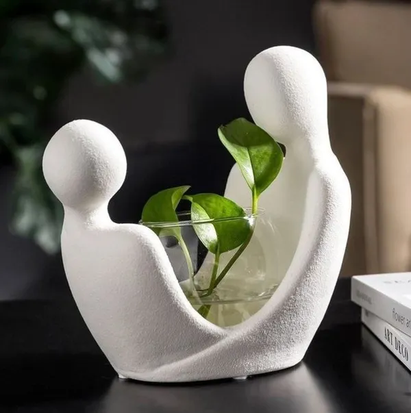 PLA_3D_Print_White_Abstract_Human_Figurine_Planter