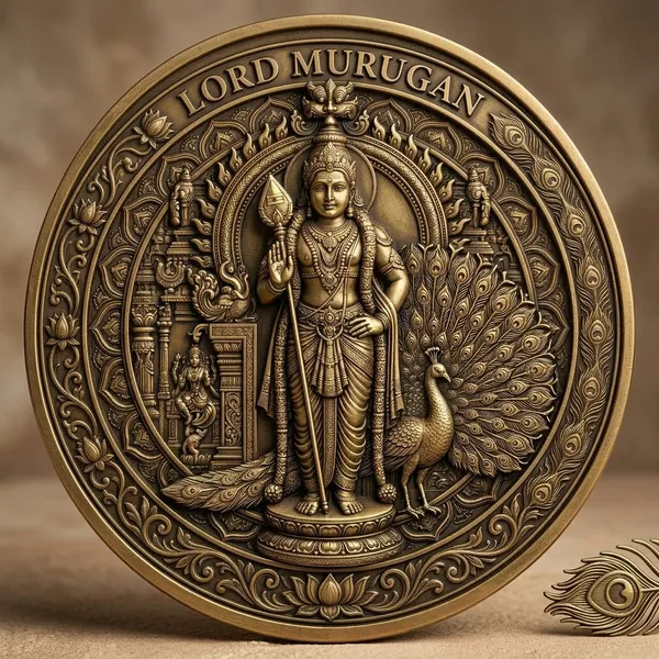 Brass_Decorative_Coin_Lord_Murugan_Peacock_Temple_Embossed