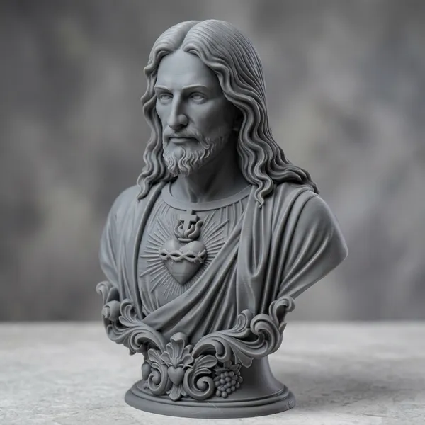 PLA_3D_Print__Religious_Sacred_Heart_Of_Jesus_Bust_Statue
