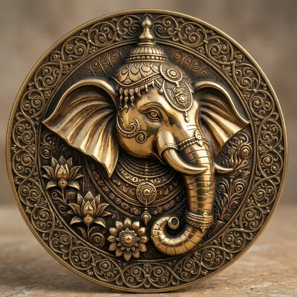 Brass_Decorative_Coin_Ganesha_Embossed