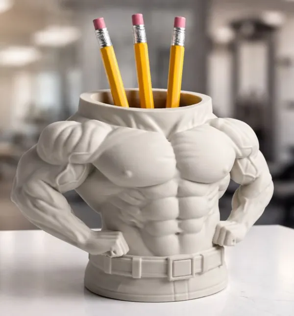 PLA_3D_Print__Muscular_Torso_Sculpted_Desk_Pen_Holder