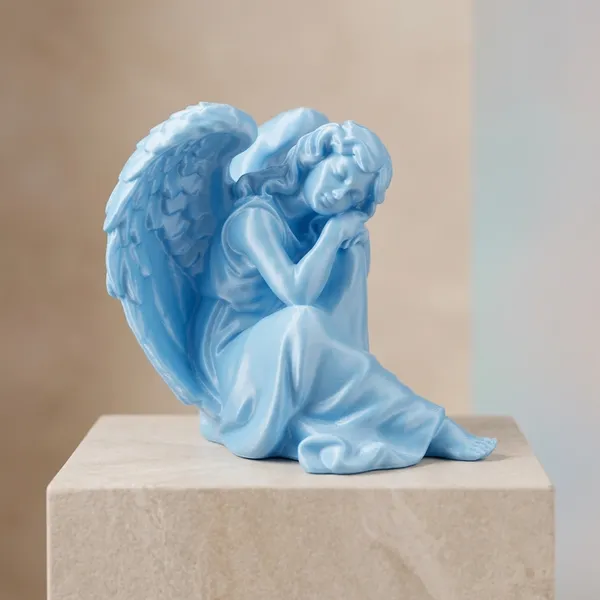 PLA_3D_Print_Blue_Angel_Seated_Figurine_Decorative_Sculpture