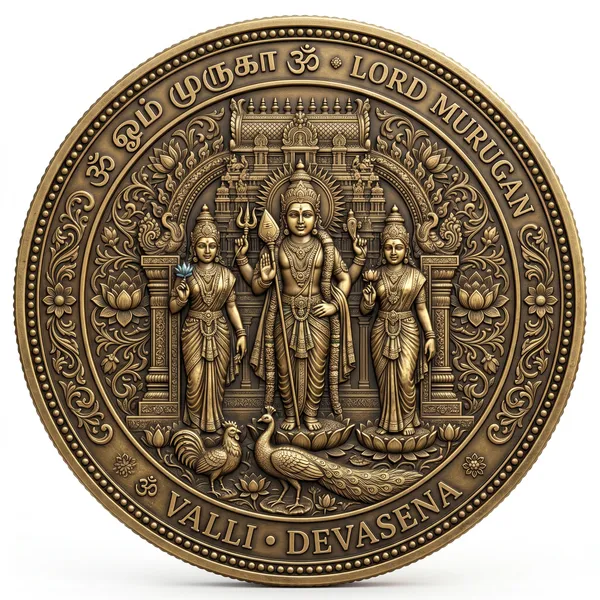 Brass_Decorative_Coin_Lord_Murugan_Valli_Devasena