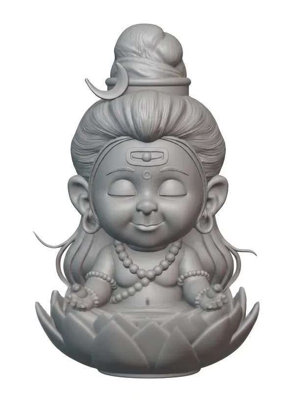 PLA_3D_Print_Serene_Baby_Shiva_Lotus_Base_Decorative_Sculpture