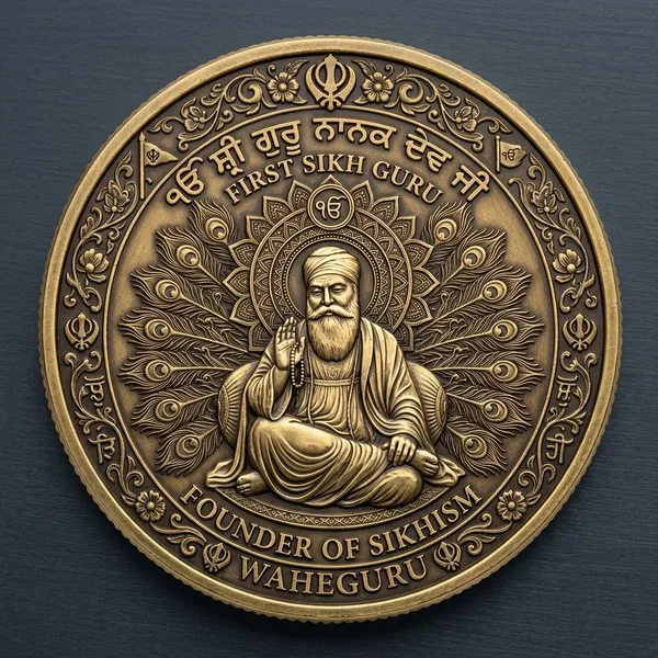 Brass_Decorative_Coin__Guru_Nanak_Dev_Ji_Peacock_Halo_Commemorative