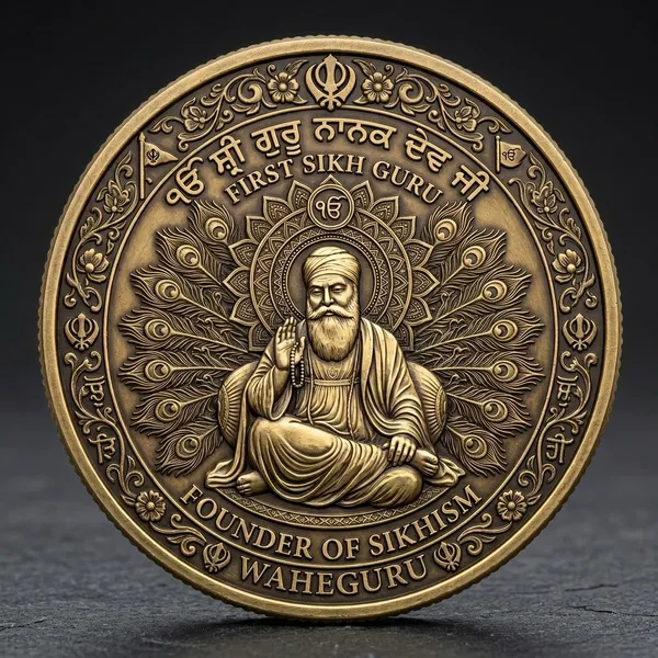 Brass_Decorative_Coin__Guru_Nanak_Dev_Ji_Peacock_Halo_Commemorative