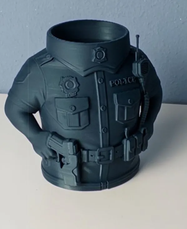 PLA_3D_Print_Novelty_Police_Uniform_Desk_Pen_Stand_Organizer