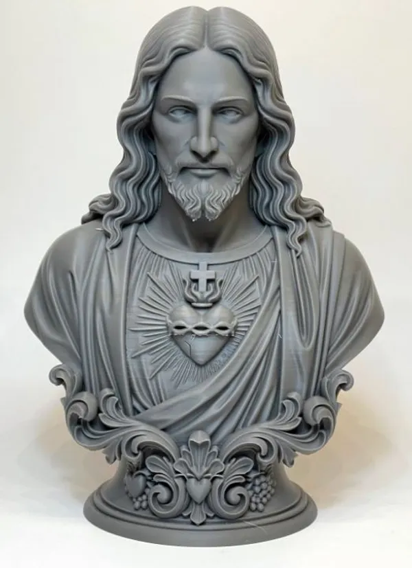 PLA_3D_Print__Religious_Sacred_Heart_Of_Jesus_Bust_Statue