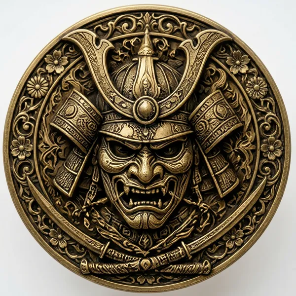 Brass_Decorative_Coin_Samurai_Mask_Embossed