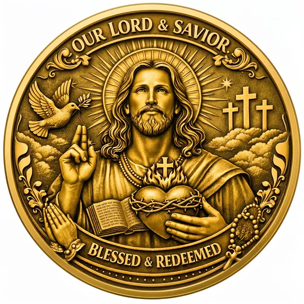 Brass__Decorative_Coin_Jesus_Christ_Sacred_Heart_Commemorative