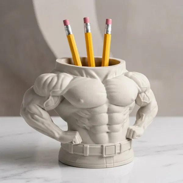 PLA_3D_Print__Muscular_Torso_Sculpted_Desk_Pen_Holder