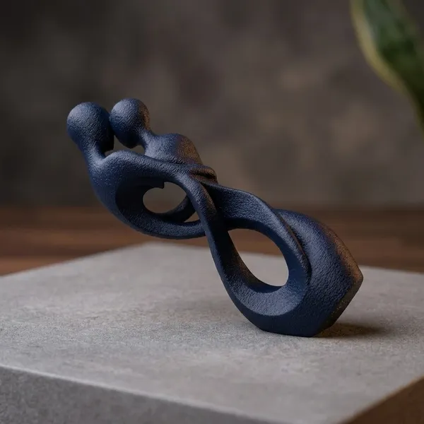 PLA_3D_print_Matte_Black_Chain_Link_Sculptural_Home_Decor_Figurine