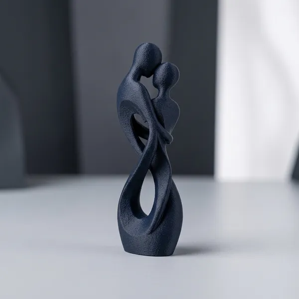 PLA_3D_print_Matte_Black_Chain_Link_Sculptural_Home_Decor_Figurine