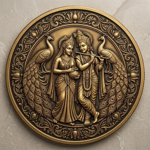 Brass_Decorative_Coin_Radha_Krishna_Peacock_Embossed
