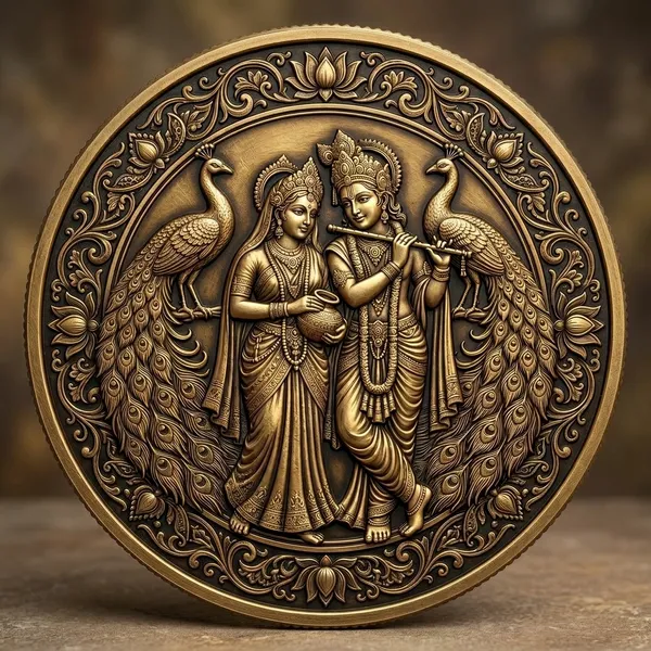 Brass_Decorative_Coin_Radha_Krishna_Peacock_Embossed