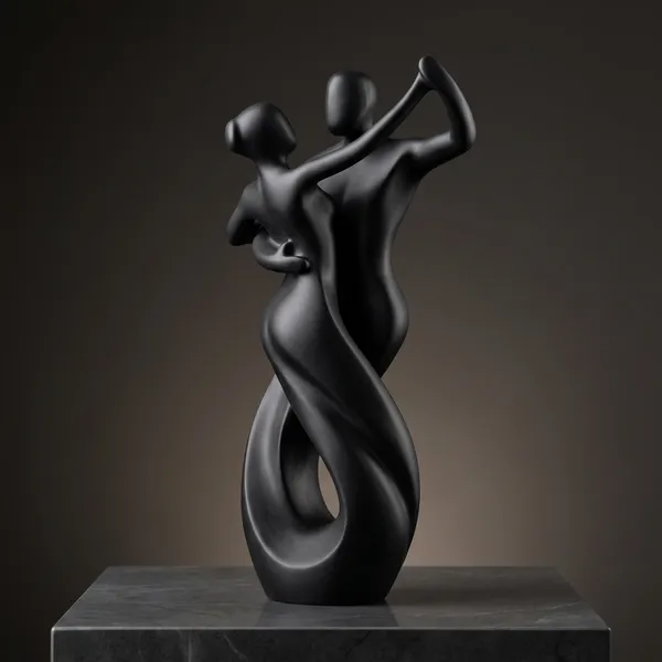 PLA__3D_Print_Abstract_Dancing_Couple_Black_Matte_Sculpture