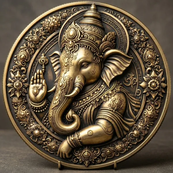 Brass_Decorative_Coin__Ganesha_Embossed