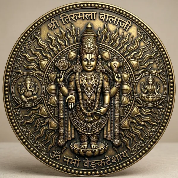Brass__Decorative_Coin_Tirumalai_Balaji_Ganesha_Lakshmi