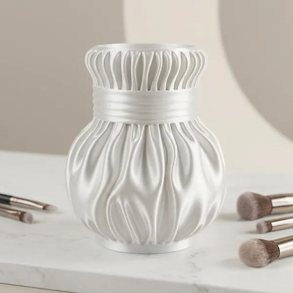 PLA_3D_Print_Satin_Feminine_Ruched_Bow_Vase_Makeup_Brush_Holder