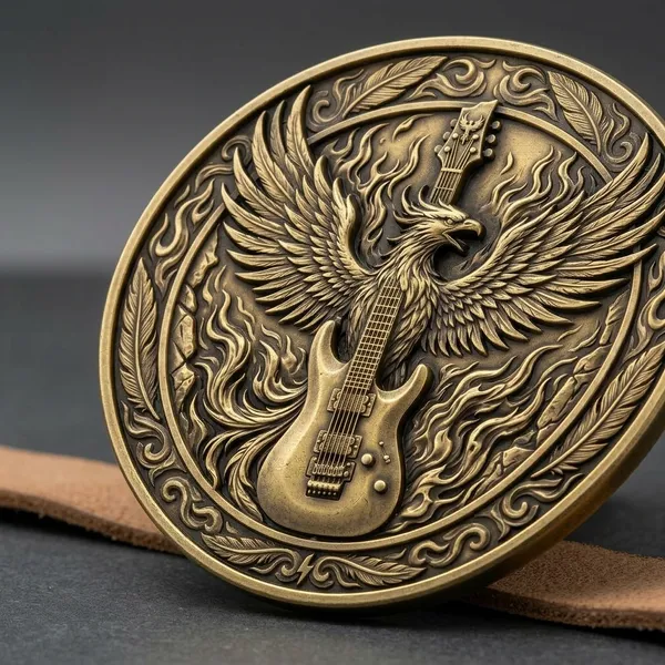 Brass_Decorative_Coin__Antique_Phoenix_Guitar_Embossed