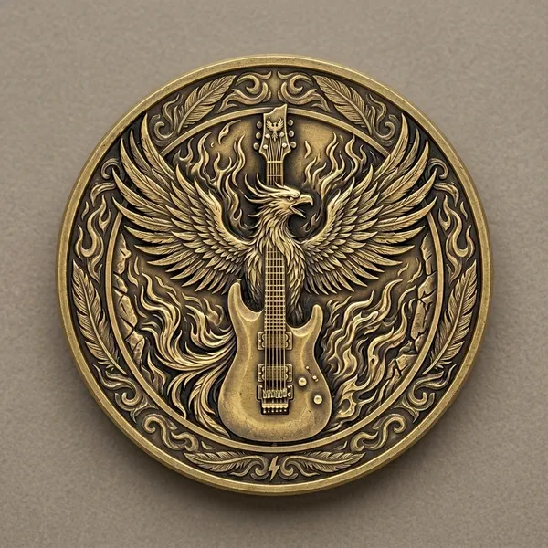 Brass_Decorative_Coin__Antique_Phoenix_Guitar_Embossed