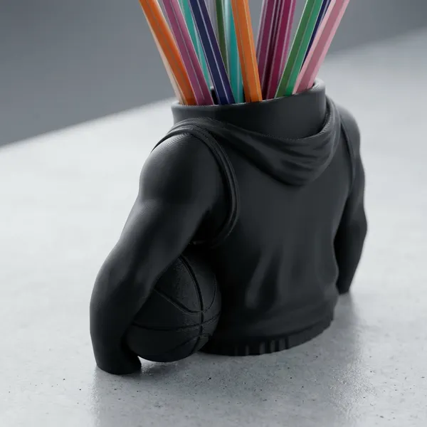 PLA_3D_Print__Modern_Hoodie_Torso_Shaped_Desk_Organizer_Pen_Holder